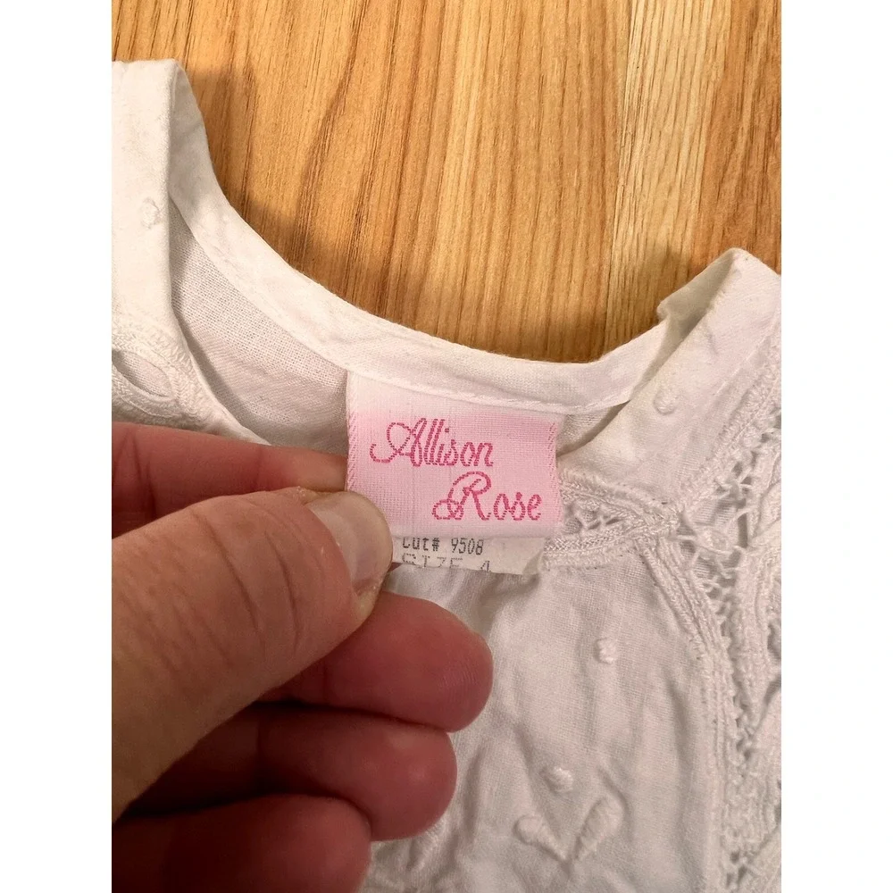 Vintage Allison Rose Girls Dress Size 4‎ White Embroidered Collar